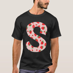 Funny Pink Strawberry Initiaal Monogram Letter S G T-shirt