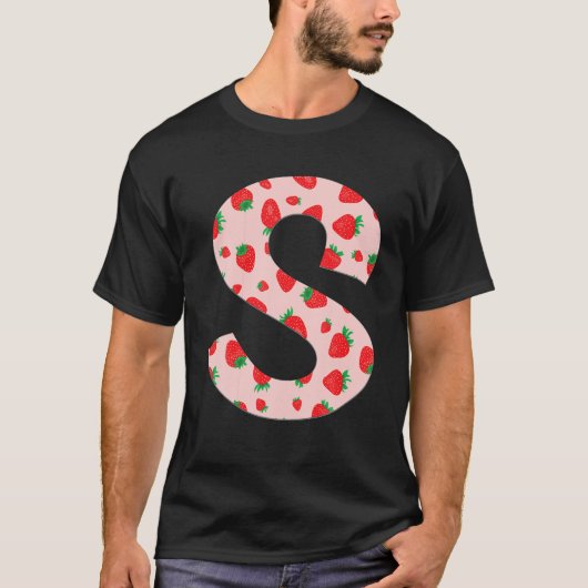 Funny Pink Strawberry Initiaal Monogram Letter S G T-shirt (Voorkant)