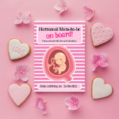 Funny Pink Stripes Zwangerschapsaankondiging Kaart