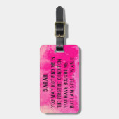 FUNNY PINK TRAVEL-LABEL, KOOL MEESTAL LUGAGE-BERIC BAGAGELABEL (Voorkant verticaal)