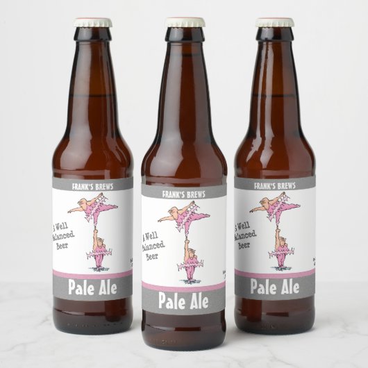 Funny Pink Tutu Cartoon Bier Etiket (Flessen)