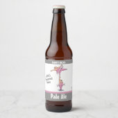 Funny Pink Tutu Cartoon Bier Etiket (Voorkant)