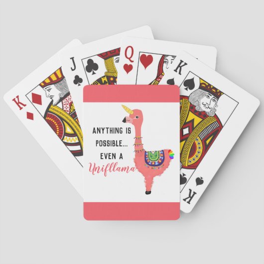 Funny Pink Unicorn Flamingo Llama Inspiring Quote Pokerkaarten (Achterkant)