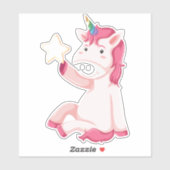 Funny Pink Unicorn Sticker (Vel)