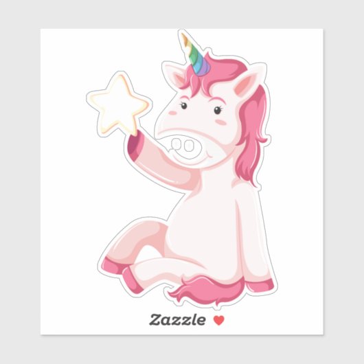 Funny Pink Unicorn Sticker (Vel)