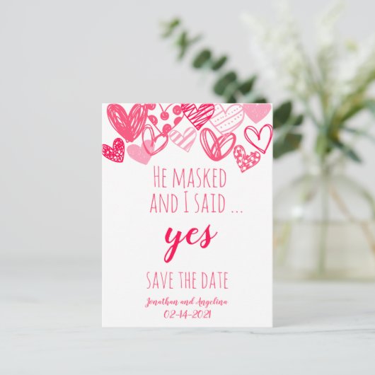 Funny Pink Valentijns's Save the Date Aankondigingskaart (Staand voorkant)