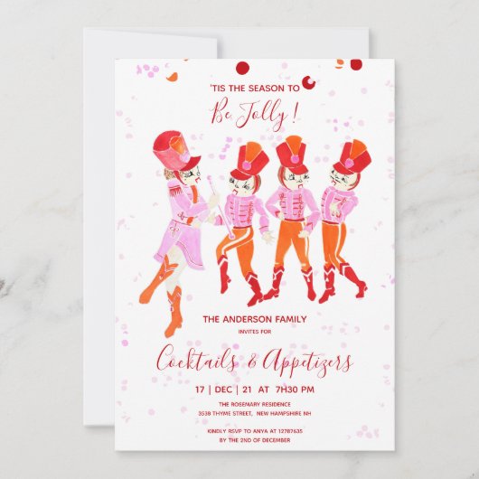 Funny Pink Waterkleurige Nutkraker Ballet Holiday Kaart (Voorkant)