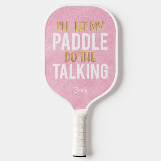 Funny Pink White Gold Pickleball Paddle (Achterkant)