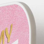 Funny Pink White Gold Pickleball Paddle (Links Detail)