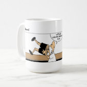 Funny Pinocchio op de balie Koffiemok (Voorkant links)