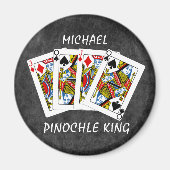 Funny Pinochle King op Black Magneet (Voorkant)