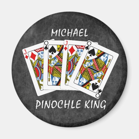 Funny Pinochle King op Black Magneet (Voorkant)