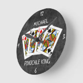 Funny Pinochle King op Black Ronde Klok (Hoek)