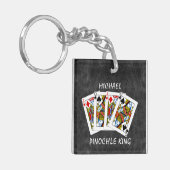 Funny Pinochle King op Black Sleutelhanger (Voorkant Links)