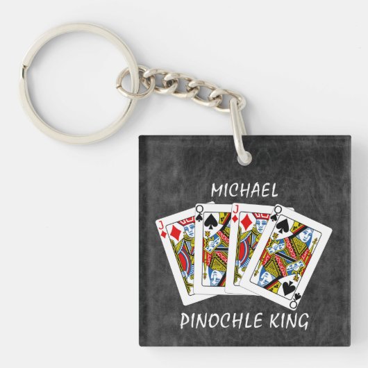 Funny Pinochle King op Black Sleutelhanger (Voorkant)