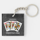 Funny Pinochle King op Black Sleutelhanger (Achterkant)