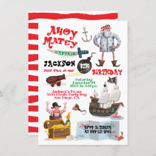 Funny Pirate Birthday Party Invitation Kaart
