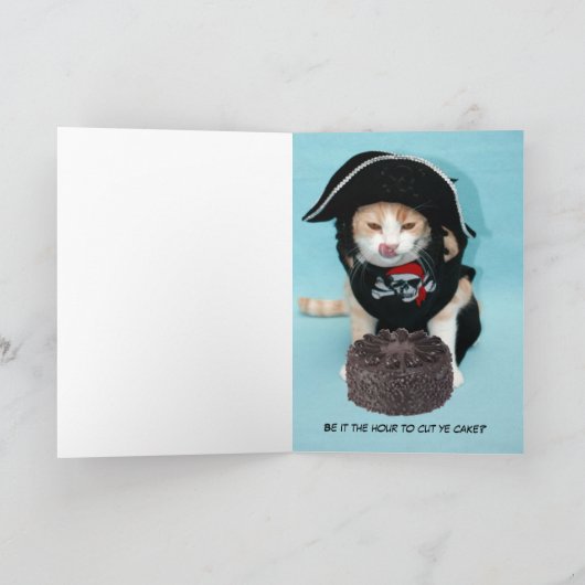  Funny Pirate Cat Kaart (Binnen)
