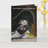 Funny Pirate Cat Kaart (Gele Bloem)