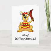 Funny Pirate Dog Birthday Greeting Kaart (Voorkant)