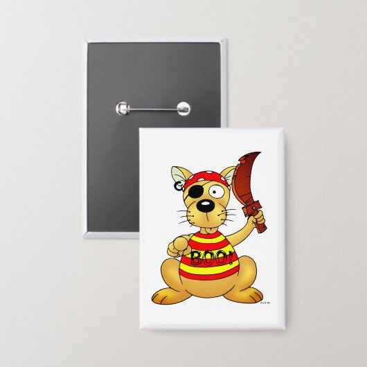 Funny Pirate Dog with Toy Sword Button (Voorkant / Achterkant)