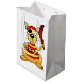Funny Pirate Dog with Toy Sword Medium Cadeauzakje (Achterkant Gekanteld)