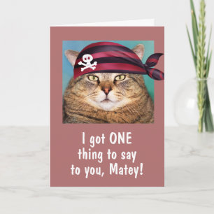 Funny Pirate Fat Cat Birthday Kaart