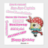 Funny Pirate Girl slogan Sticker (Vel)
