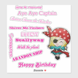 Funny Pirate Girl slogan Sticker