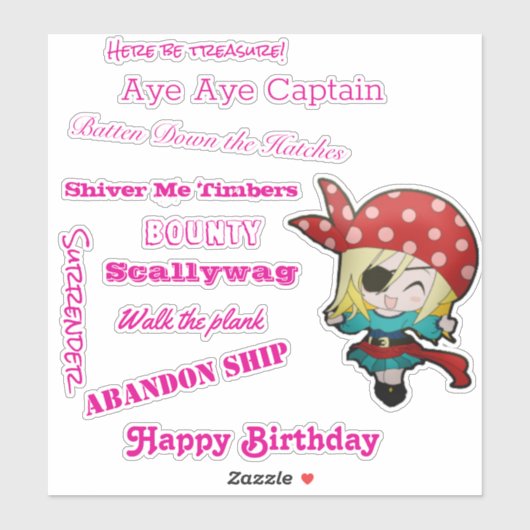 Funny Pirate Girl slogan Sticker (Vel)