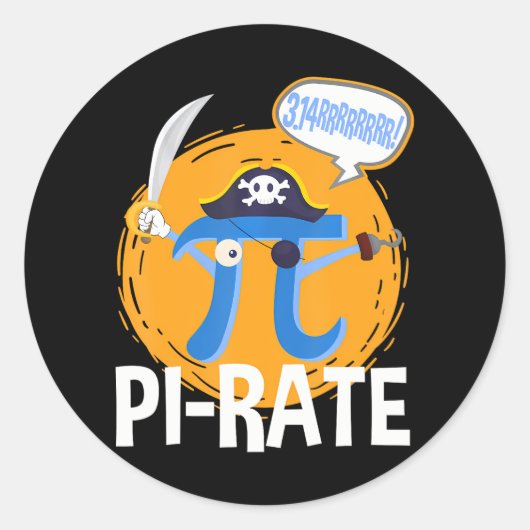 Funny PiRate Happy Pi Day Wiskunde Pirate Pun Ronde Sticker (Voorkant)
