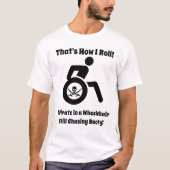 Funny Pirate in een rolstoel T-shirt (Voorkant)