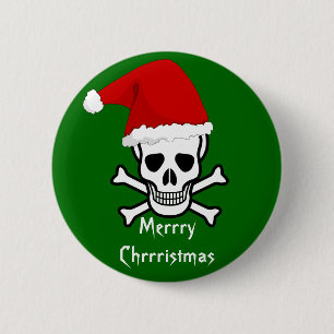 Funny Pirate Merry kerstgroet Arrgh Matey Ronde Button 5,7 Cm