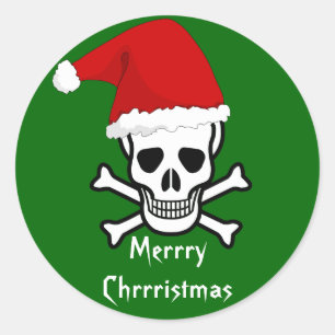 Funny Pirate Merry kerstgroet Arrgh Matey Ronde Sticker