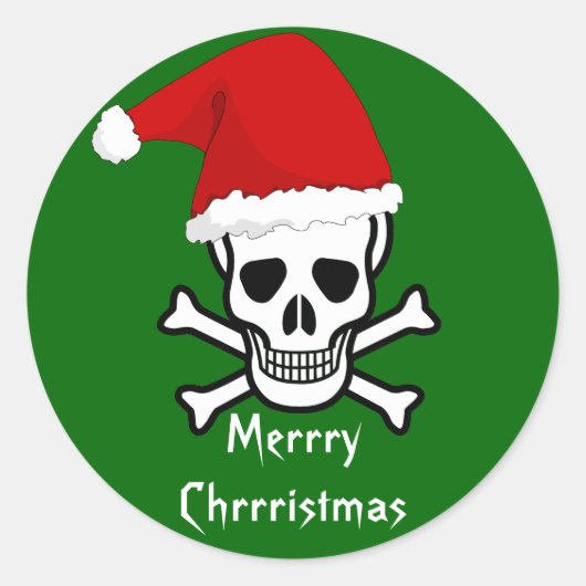 Funny Pirate Merry kerstgroet Arrgh Matey Ronde Sticker (Voorkant)