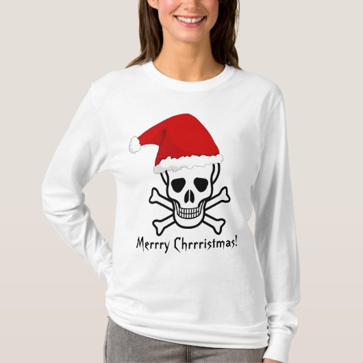 Funny Pirate Merry kerstgroet Arrgh Matey T-shirt (Voorkant)