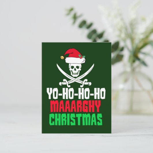 Funny Pirate met Kerstmis Ho Ho Feestdagenkaart (Staand voorkant)