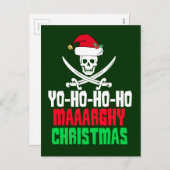 Funny Pirate met Kerstmis Ho Ho Feestdagenkaart (Voorkant / Achterkant)