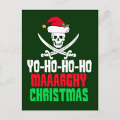 Funny Pirate met Kerstmis Ho Ho Feestdagenkaart (Voorkant)