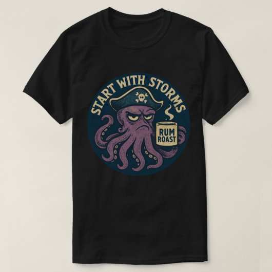 Funny Pirate Octopus Rum Roast T-shirt (Design voorkant)