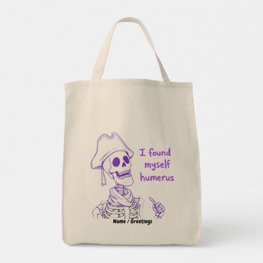  Funny Pirate Skeleton Humerus Bone Pun Art Tote Bag (Achterkant)