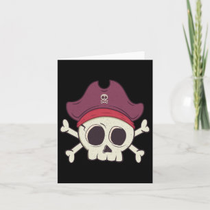 Funny Pirate Skull Cartoon Halloween Kaart