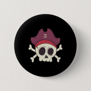 Funny Pirate Skull Cartoon Halloween Ronde Button 5,7 Cm