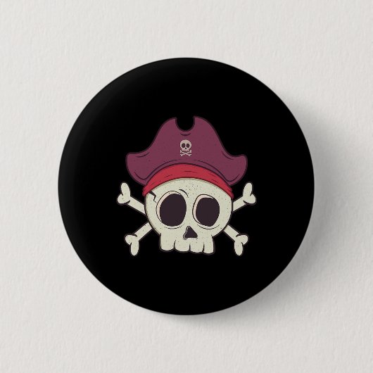 Funny Pirate Skull Cartoon Halloween Ronde Button 5,7 Cm (Voorkant)