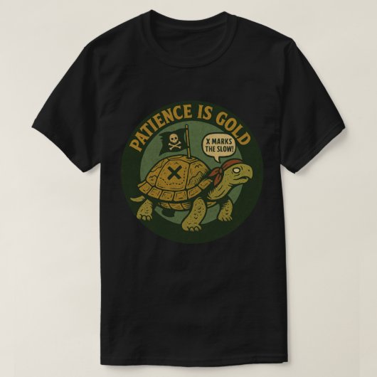 Funny Pirate Turtle Patience Gold T-shirt (Design voorkant)