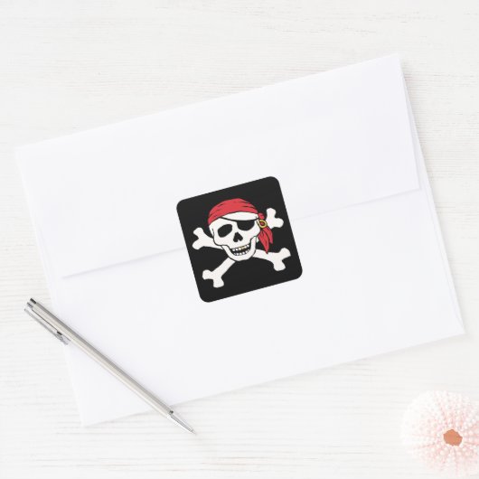 Funny Pirate Vierkante Sticker (Envelop)