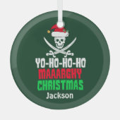 Funny Pirate Yo Ho Ho Merry Kerstmis Glas Ornament (Voorkant)