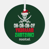 Funny Pirate Yo Ho Ho Merry Kerstmis Glas Ornament (Achterkant)