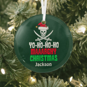 Funny Pirate Yo Ho Ho Merry Kerstmis Glas Ornament