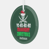 Funny Pirate Yo Ho Ho Merry Kerstmis Glas Ornament (Voorkant links)
